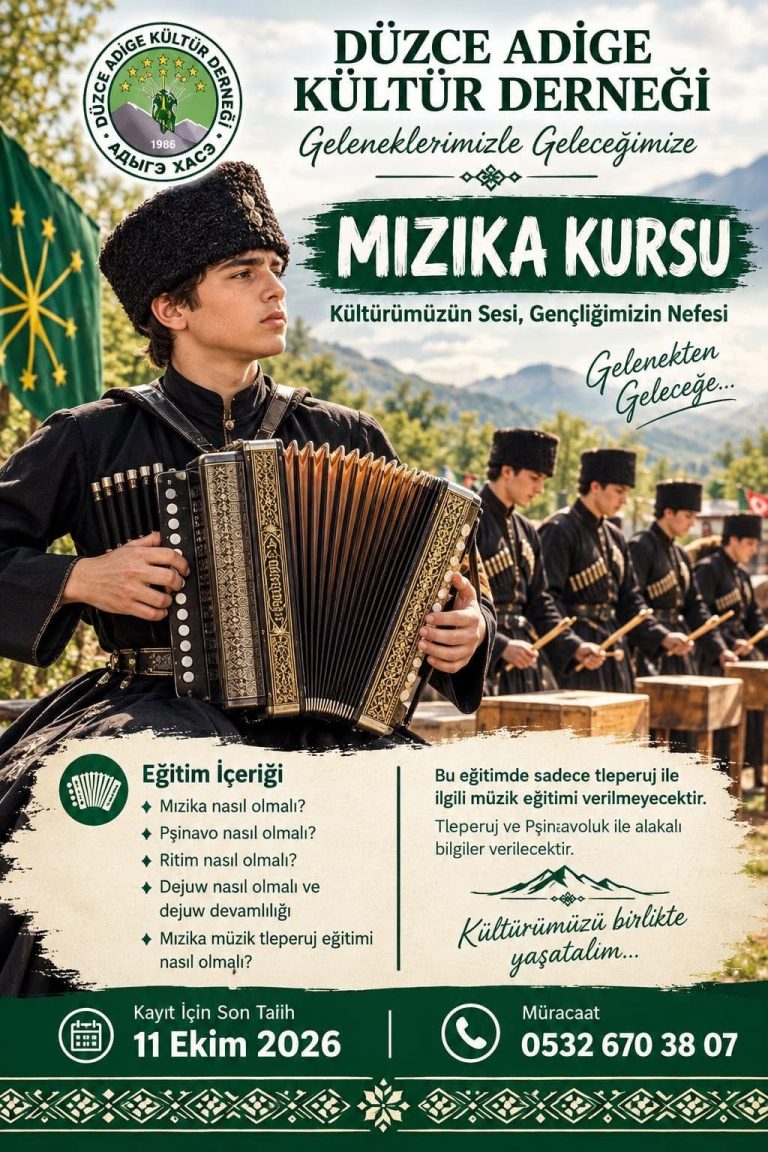 Çerkes Kültürünü Yaşatacak Mızıka Kursu İçin Kayıtlar Başladı